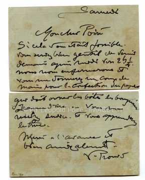Lettre de Victor Prouvé (Nancy)